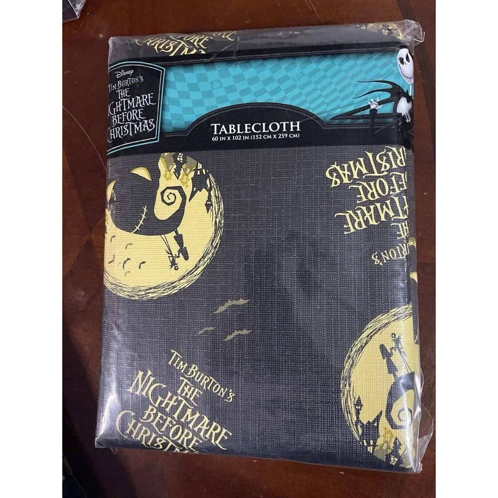 2 Disney Nightmare Before Christmas Tablecloths 70” Round And 60”X102” Rectangle
